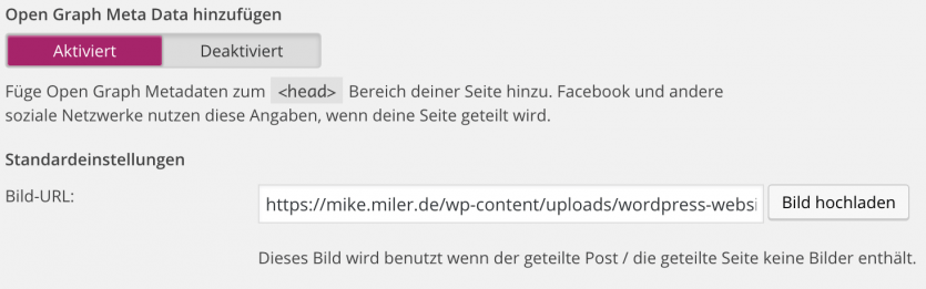 Social Media Einstellung im Yoast SEO Plugin