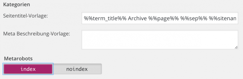 Indexierung von Kategorien in WordPress zulassen