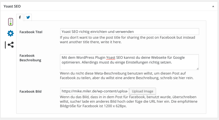 Social Media Einstellungen mit dem Yoast SEO Plugin