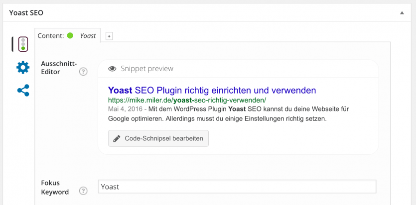 Meta Titel und Beschreibung für WordPress Beitrag mit Yoast SEO