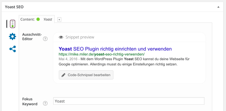 Meta Titel und Beschreibung für WordPress Beitrag mit Yoast SEO